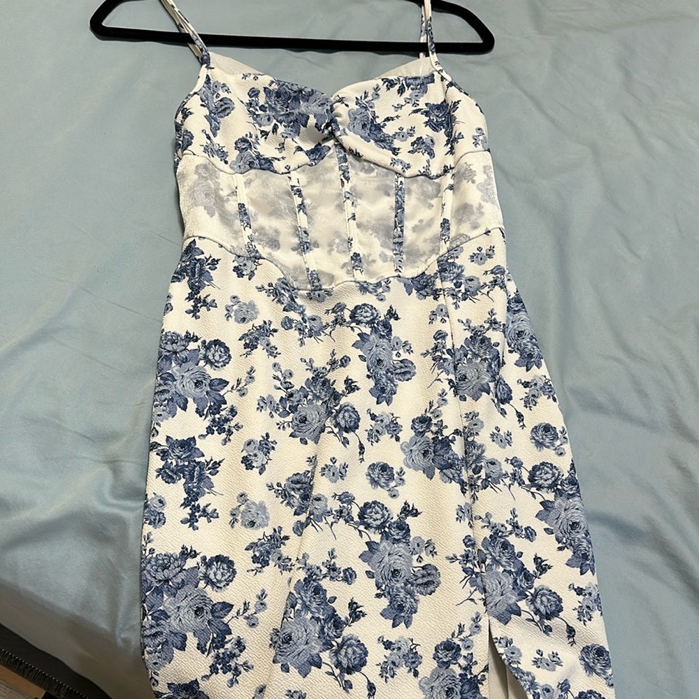 Women’s dress with a slit going down the thighs